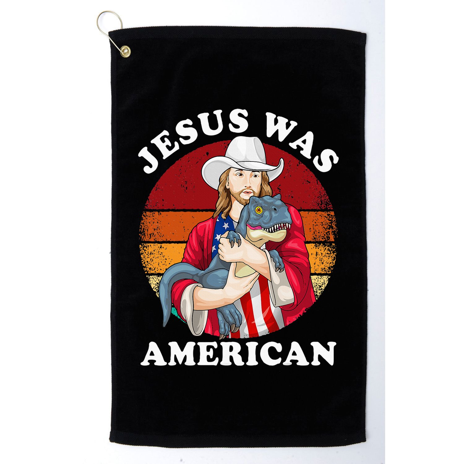 Jesus Was American Dinosaur Jesus Trex Golf Towel