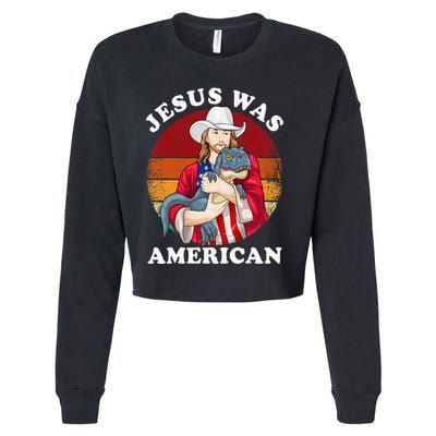 Jesus Was American Dinosaur Jesus Trex Cropped Pullover Crew