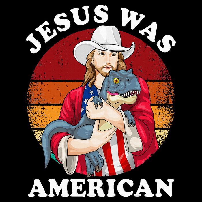 Jesus Was American Dinosaur Jesus Trex Women's V-Neck T-Shirt