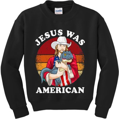 Jesus Was American Dinosaur Jesus Trex Kids Sweatshirt