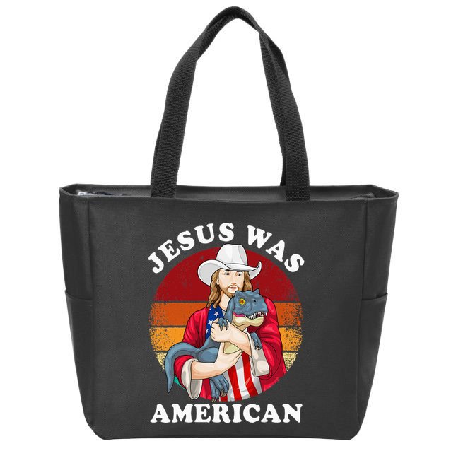 Jesus Was American Dinosaur Jesus Trex Zip Tote Bag