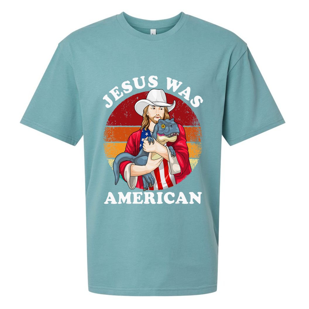 Jesus Was American Dinosaur Jesus Trex Sueded Cloud Jersey T-Shirt