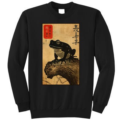 Japanese Woodblock Art Of A Frog With Japanese Kanji Sweatshirt