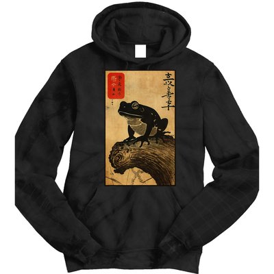 Japanese Woodblock Art Of A Frog With Japanese Kanji Tie Dye Hoodie