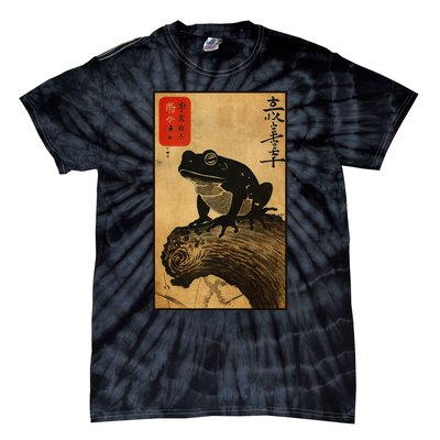 Japanese Woodblock Art Of A Frog With Japanese Kanji Tie-Dye T-Shirt