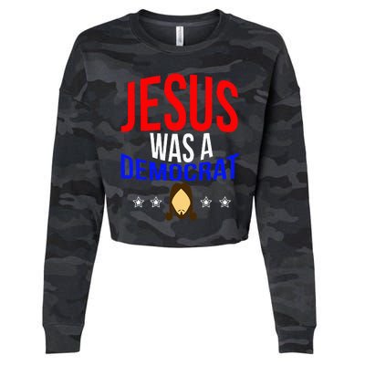 Jesus Was A Democrat Political Liberal Cropped Pullover Crew