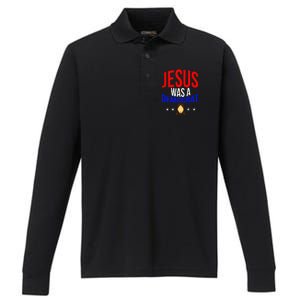 Jesus Was A Democrat Political Liberal Performance Long Sleeve Polo