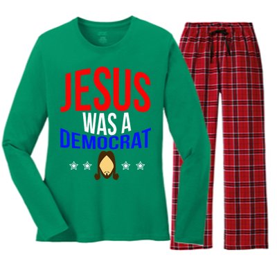 Jesus Was A Democrat Political Liberal Women's Long Sleeve Flannel Pajama Set 