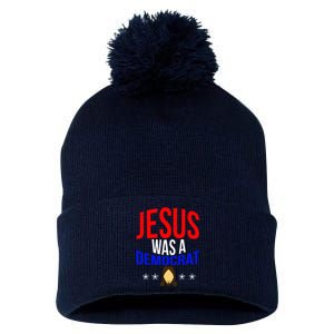 Jesus Was A Democrat Political Liberal Pom Pom 12in Knit Beanie