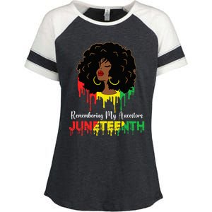 Juneteenth wo African American black Wo 1865 Enza Ladies Jersey Colorblock Tee