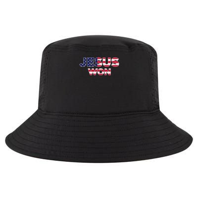 Jesus Won American Flag Christian Faith Spiritual Cool Comfort Performance Bucket Hat