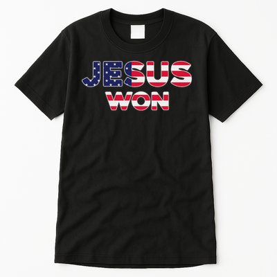 Jesus Won American Flag Christian Faith Spiritual Tall T-Shirt