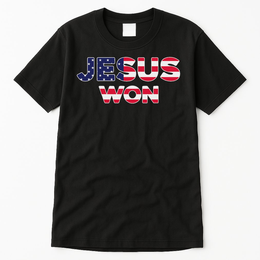 Jesus Won American Flag Christian Faith Spiritual Tall T-Shirt