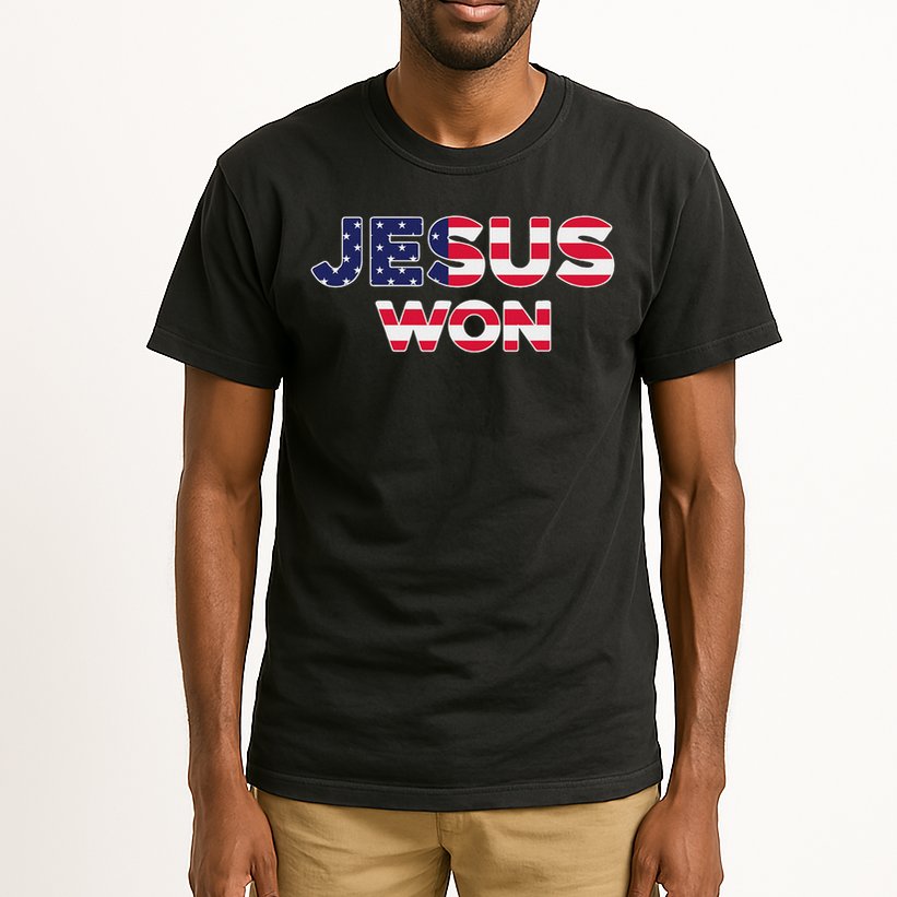 Jesus Won American Flag Christian Faith Spiritual Tall T-Shirt