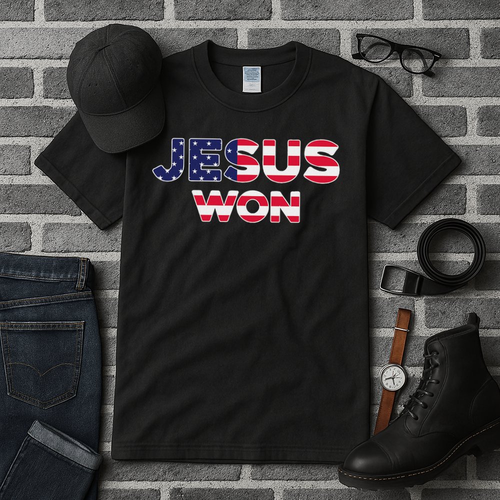 Jesus Won American Flag Christian Faith Spiritual Tall T-Shirt