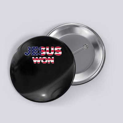 Jesus Won American Flag Christian Faith Spiritual Button