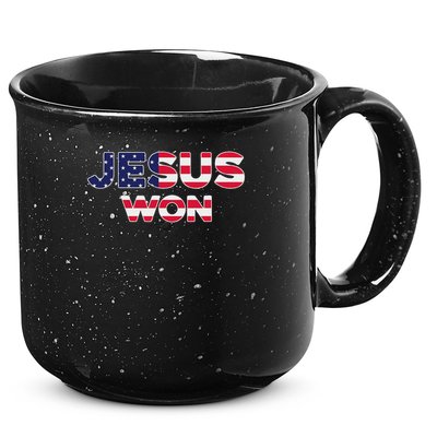 Jesus Won American Flag Christian Faith Spiritual 15oz Campfire Ceramic Mug