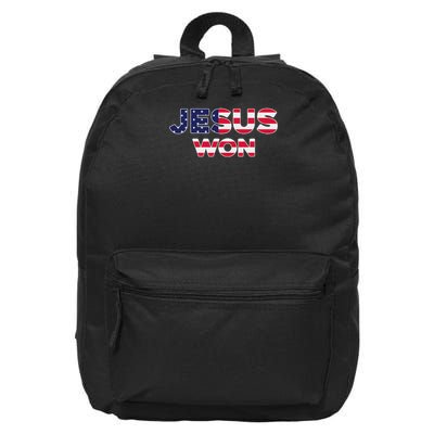 Jesus Won American Flag Christian Faith Spiritual 16 in Basic Backpack