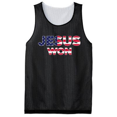 Jesus Won American Flag Christian Faith Spiritual Mesh Reversible Basketball Jersey Tank