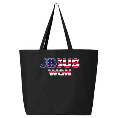 Jesus Won American Flag Christian Faith Spiritual 25L Jumbo Tote