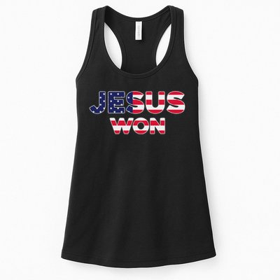 Jesus Won American Flag Christian Faith Spiritual Womens Tank Top