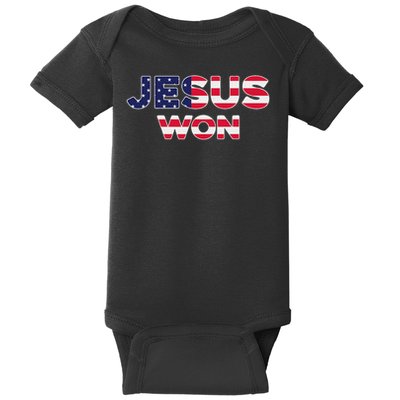Jesus Won American Flag Christian Faith Spiritual Baby Bodysuit