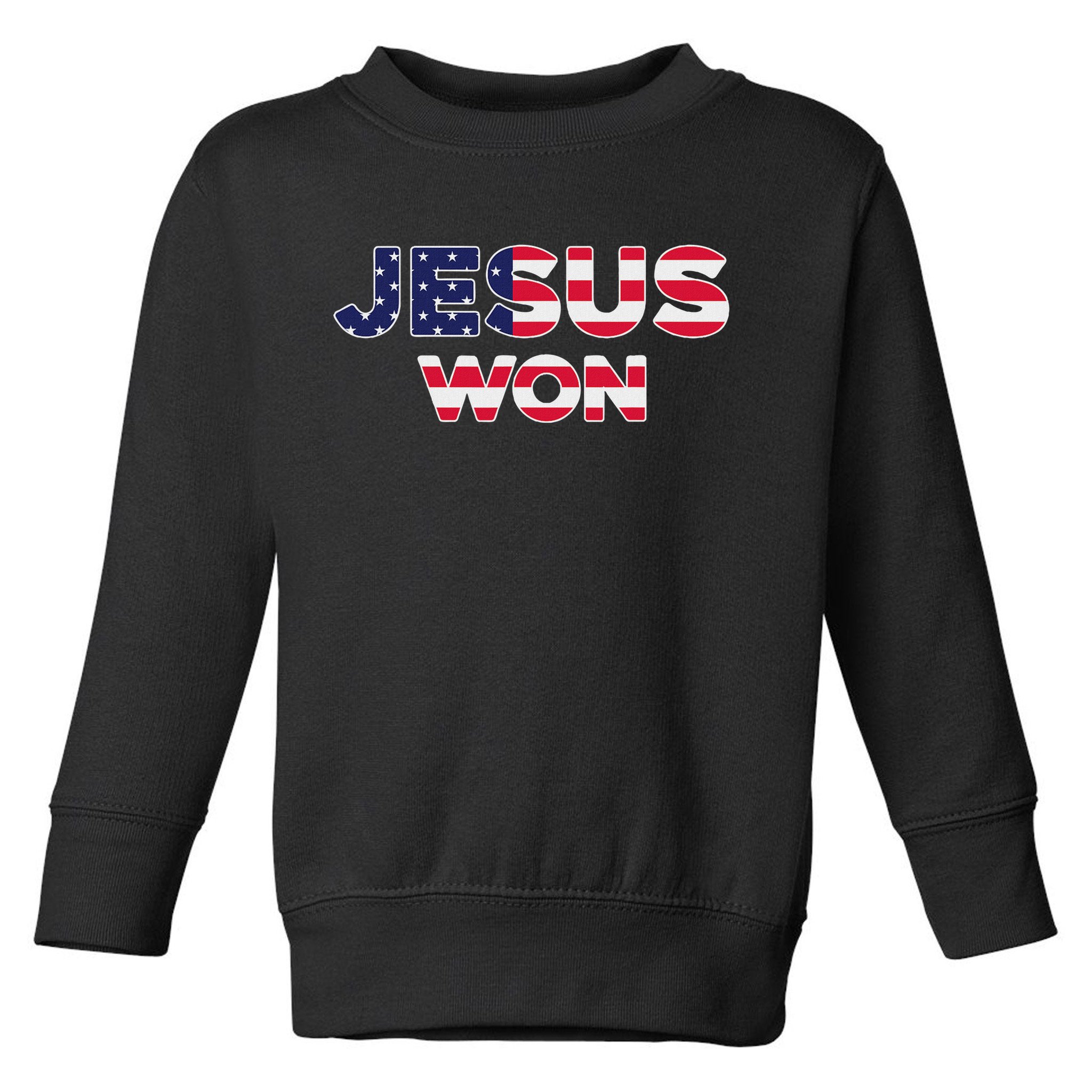 Jesus Won American Flag Christian Faith Spiritual Toddler Sweatshirt