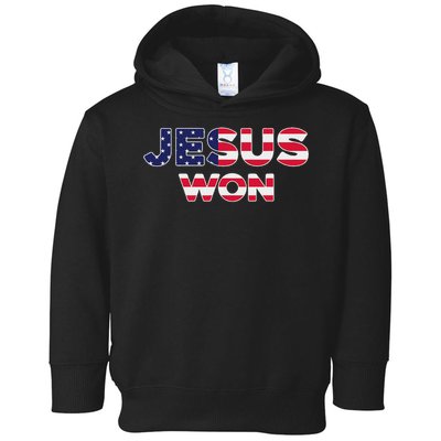 Jesus Won American Flag Christian Faith Spiritual Toddler Hoodie