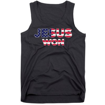 Jesus Won American Flag Christian Faith Spiritual Tank Top