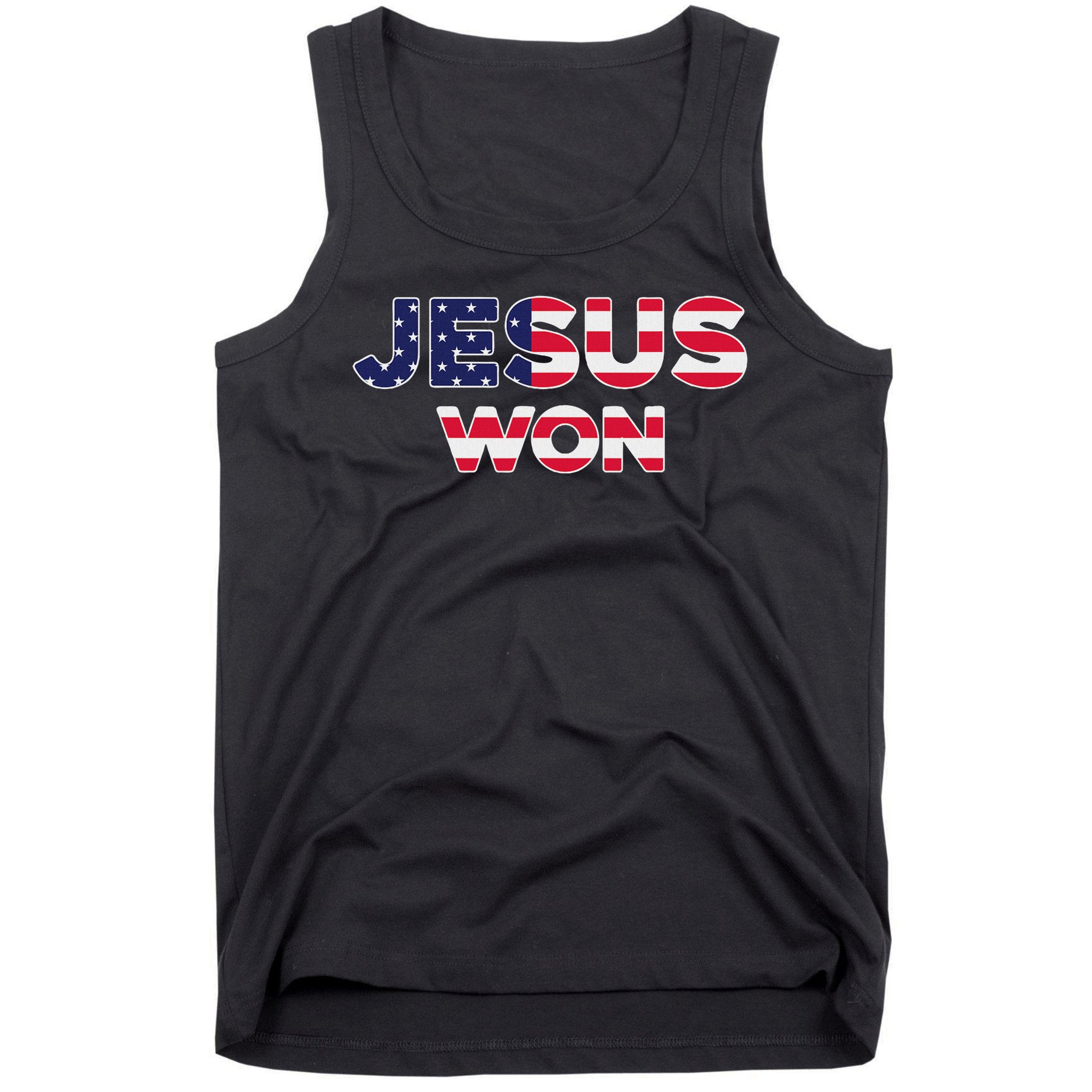 Jesus Won American Flag Christian Faith Spiritual Tank Top