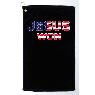 Jesus Won American Flag Christian Faith Spiritual Golf Towel