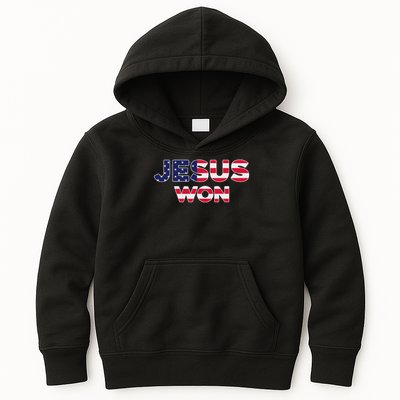 Jesus Won American Flag Christian Faith Spiritual Kids Hoodie