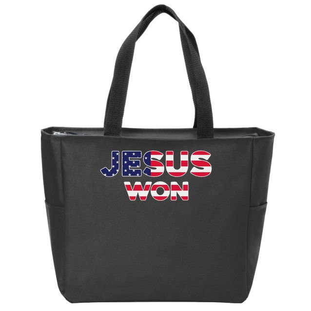 Jesus Won American Flag Christian Faith Spiritual Zip Tote Bag