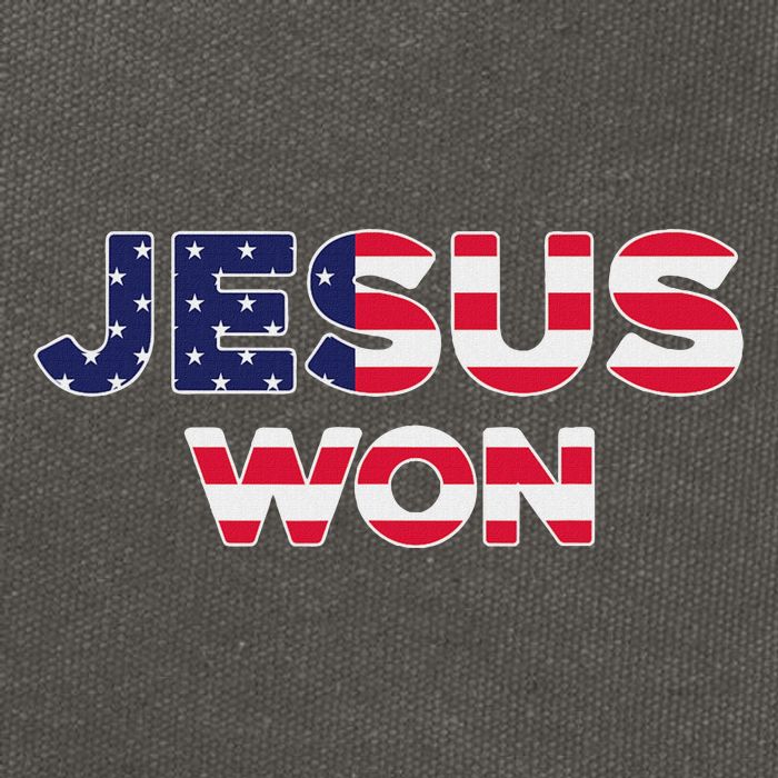 Jesus Won American Flag Christian Faith Spiritual Cotton Canvas Backpack