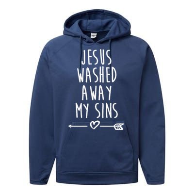 Jesus Washed Away My Sins Christian Performance Fleece Hoodie