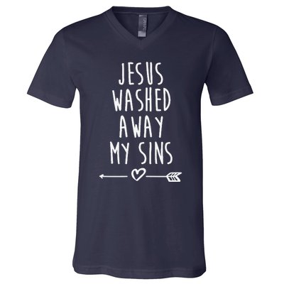 Jesus Washed Away My Sins Christian V-Neck T-Shirt