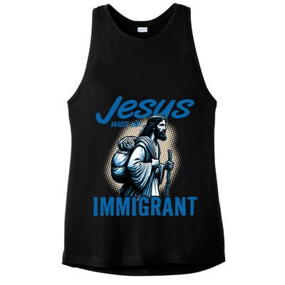 Jesus Was An Immigrant Real Christians Follow Christ Gift Ladies PosiCharge Tri-Blend Wicking Tank