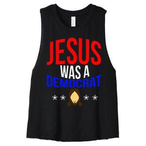 Jesus Was A Democrat Political Liberal Anti Trump Women's Racerback Cropped Tank