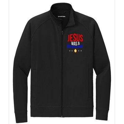 Jesus Was A Democrat Political Liberal Anti Trump Stretch Full-Zip Cadet Jacket