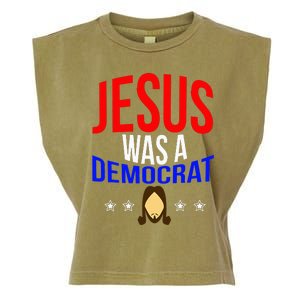 Jesus Was A Democrat Political Liberal Anti Trump Garment-Dyed Women's Muscle Tee