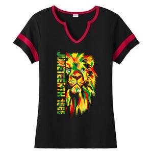 Juneteenth Women African American Black Lion 1865 King Ladies Halftime Notch Neck Tee