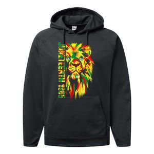 Juneteenth Women African American Black Lion 1865 King Performance Fleece Hoodie