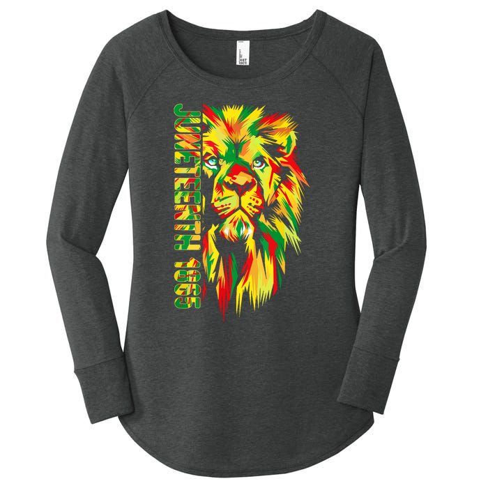 Juneteenth Women African American Black Lion 1865 King Women's Perfect Tri Tunic Long Sleeve Shirt