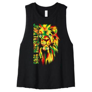 Juneteenth Women African American Black Lion 1865 King Women's Racerback Cropped Tank