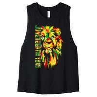 Juneteenth Women African American Black Lion 1865 King Women's Racerback Cropped Tank