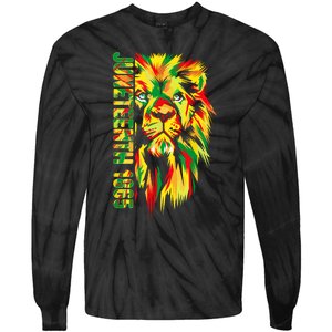 Juneteenth Women African American Black Lion 1865 King Tie-Dye Long Sleeve Shirt