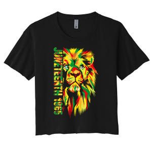 Juneteenth Women African American Black Lion 1865 King Women's Crop Top Tee