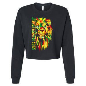 Juneteenth Women African American Black Lion 1865 King Cropped Pullover Crew