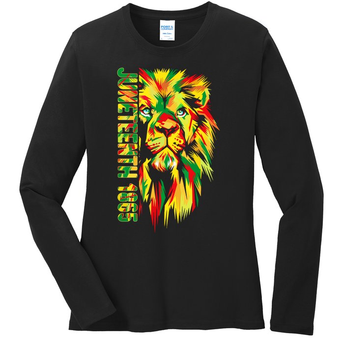 Juneteenth Women African American Black Lion 1865 King Ladies Long Sleeve Shirt