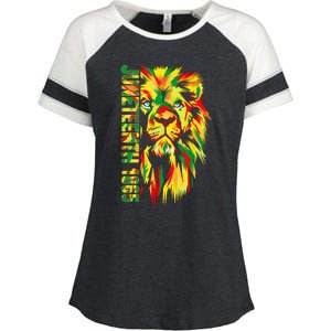 Juneteenth Women African American Black Lion 1865 King Enza Ladies Jersey Colorblock Tee